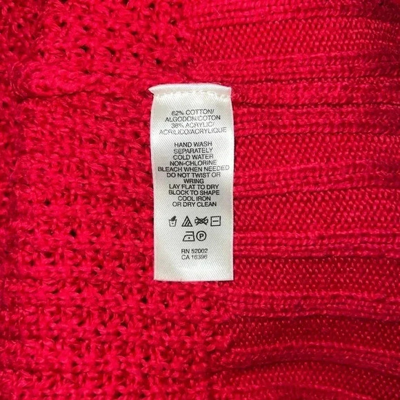 DKNY RED V NECK KNIT SWEATER SIZE MEDIUM - Picture 5 of 13